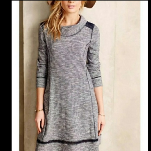 ANTHROPOLOGIE Saturday Sunday Navy Blue Cowl Neck Dress Size Small - Picture 1 of 7